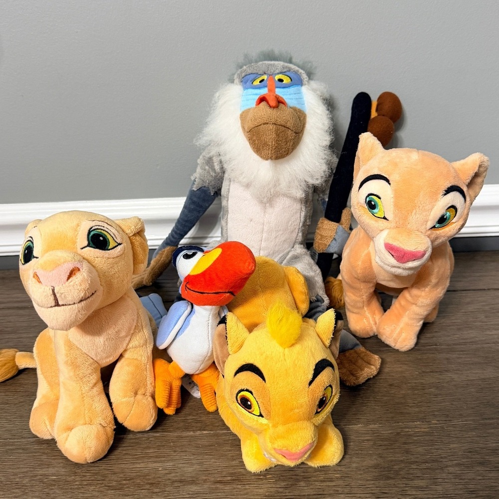 Disney Lion King Plush Lot Simba Nala Rafiki Zazu Stuffed Animal Toy Set 5pc